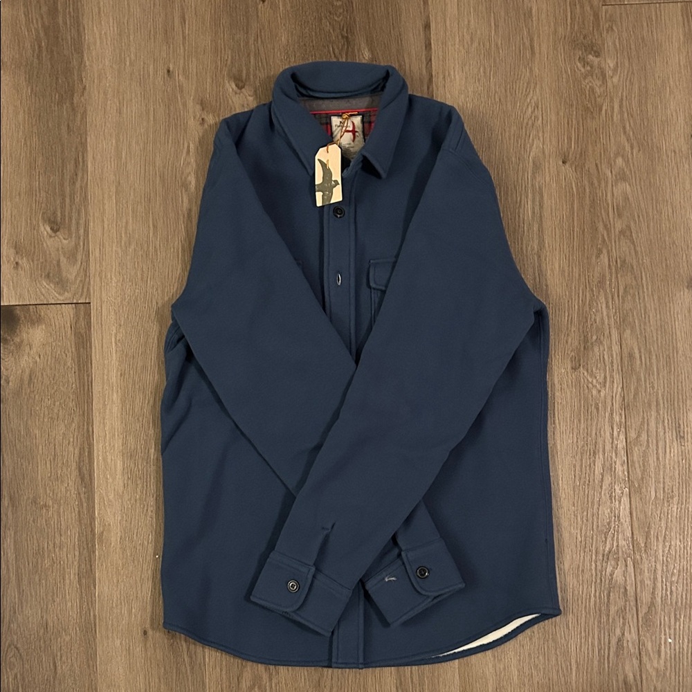 Relwen fleece lined Navy Blue Button-Up Shirt
